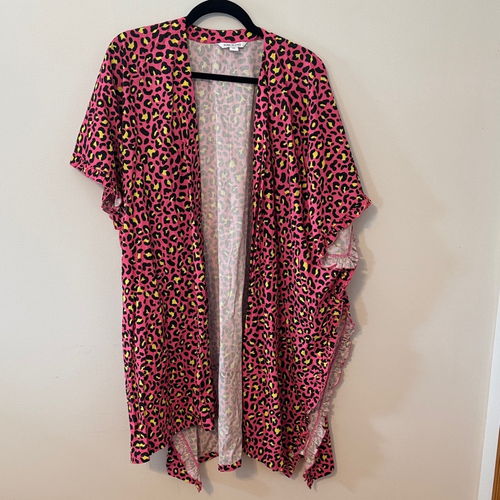 Posh Peanut Pink and Yellow Leopard Swim Coverup